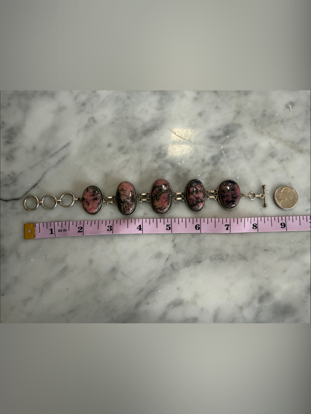 Rhodondite Sterling Silver Vintage Bracelet